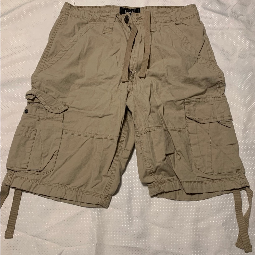 Retro Khaki Cargo Shorts